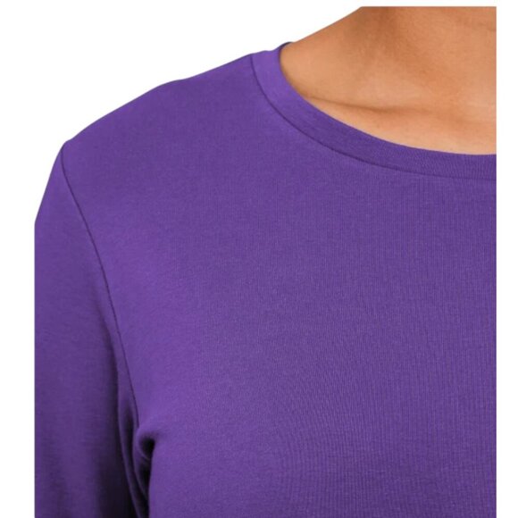 NEW United Colors of Benetton Long Sleeve Supima Cotton Tee | Purple - Picture 3 of 6